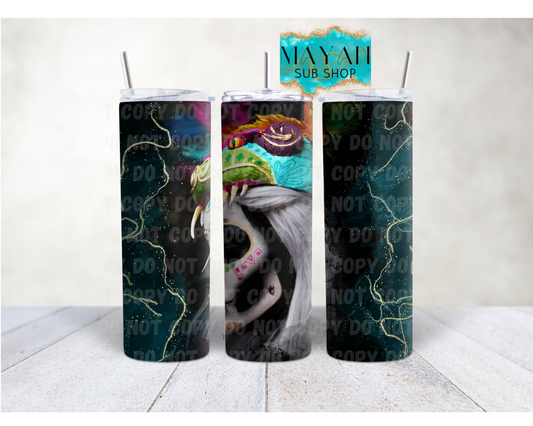 Dia de los muertos catrina 20 oz. skinny tumbler. -Mayan Sub Shop