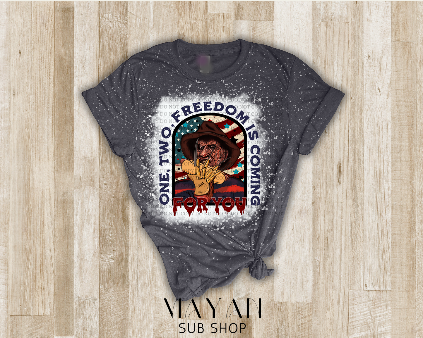 Freedom is coming bleached shirt - Mayan Sub Shop