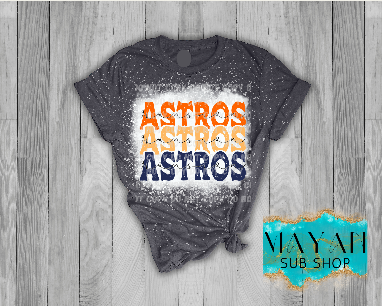 Astros Stacked Bleached Shirt - Mayan Sub Shop