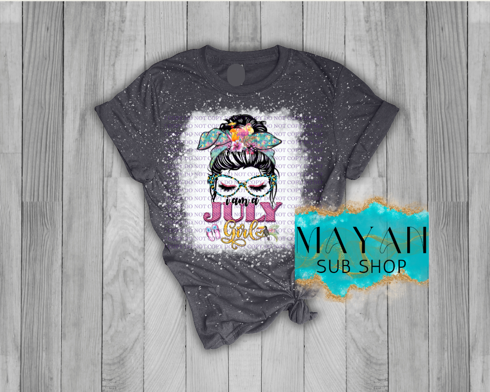 July Girl Messy Bun Bleached Shirt - Mayan Sub Shop