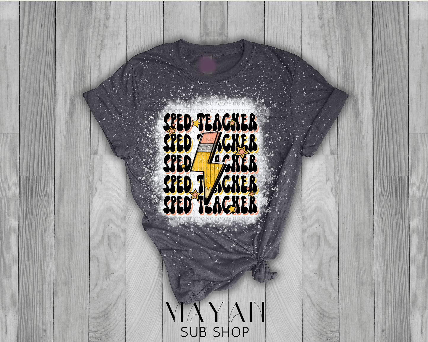 SPED-Teacher Stacked Retro Bleached Shirt - Mayan Sub Shop