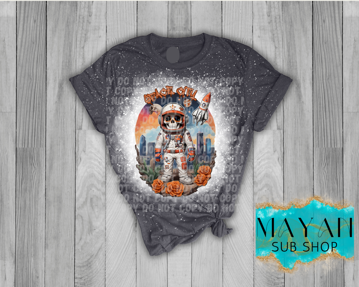 Space City Halloween Bleached Shirt - Mayan Sub Shop