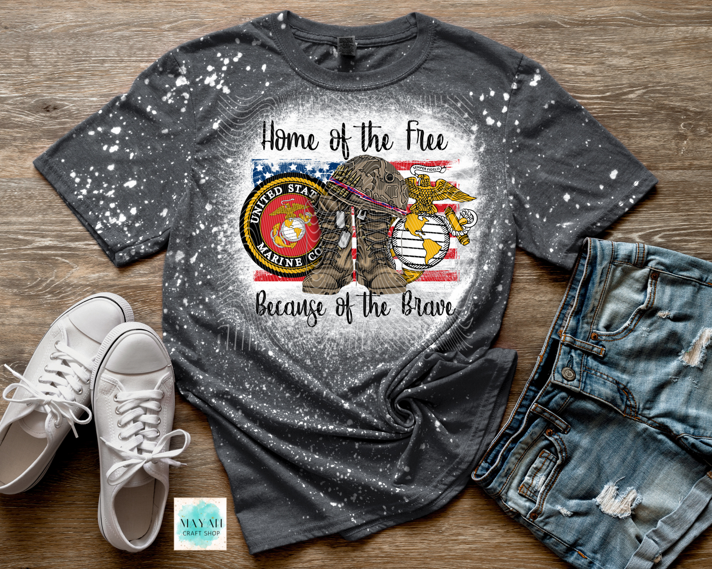 Home of the Free Marine Bleached Shirt - Mayan Craft Shop