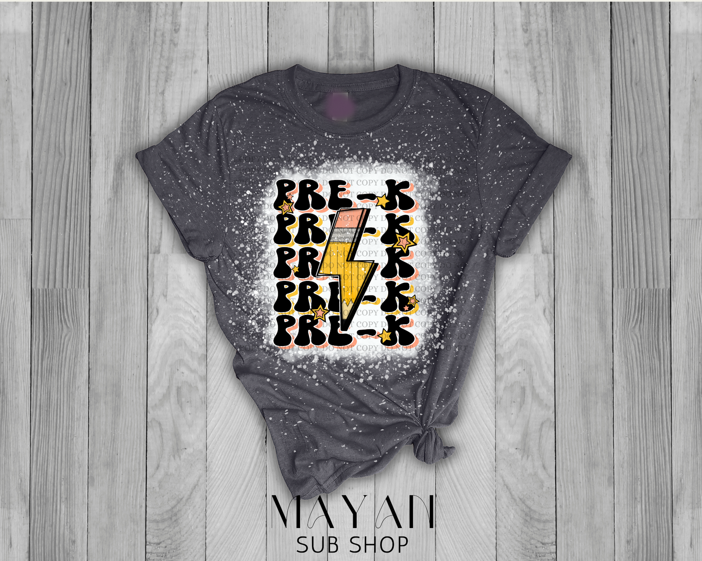 Pre-k teacher retro heather charcoal bleached shirt. - Mayan Sub Shop