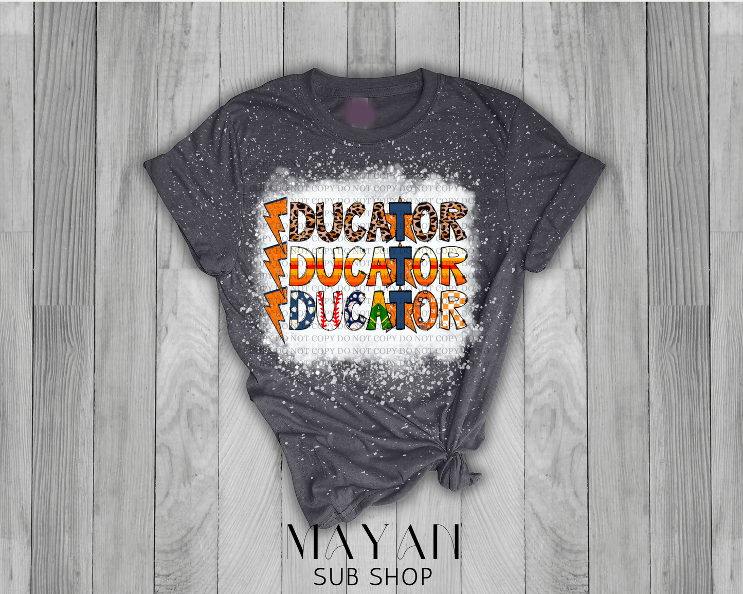 Educator Stacked Astros Bleached Shirt - Mayan Sub Shop