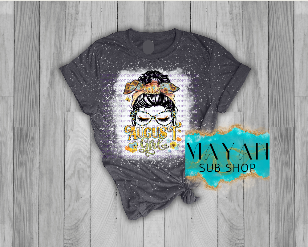 August Girl Messy Bun Bleached Shirt - Mayan Sub Shop