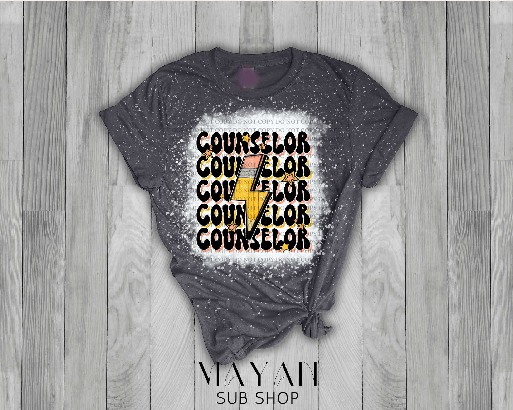 Counselor Stacked Retro Bleached Shirt - Mayan Sub Shop