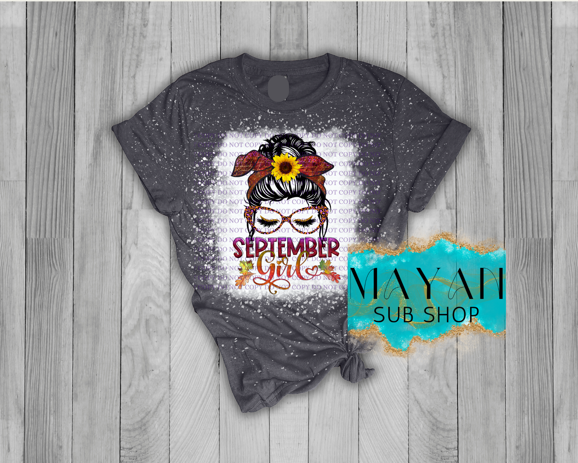 September Girl Messy Bun Bleached Shirt - Mayan Sub Shop