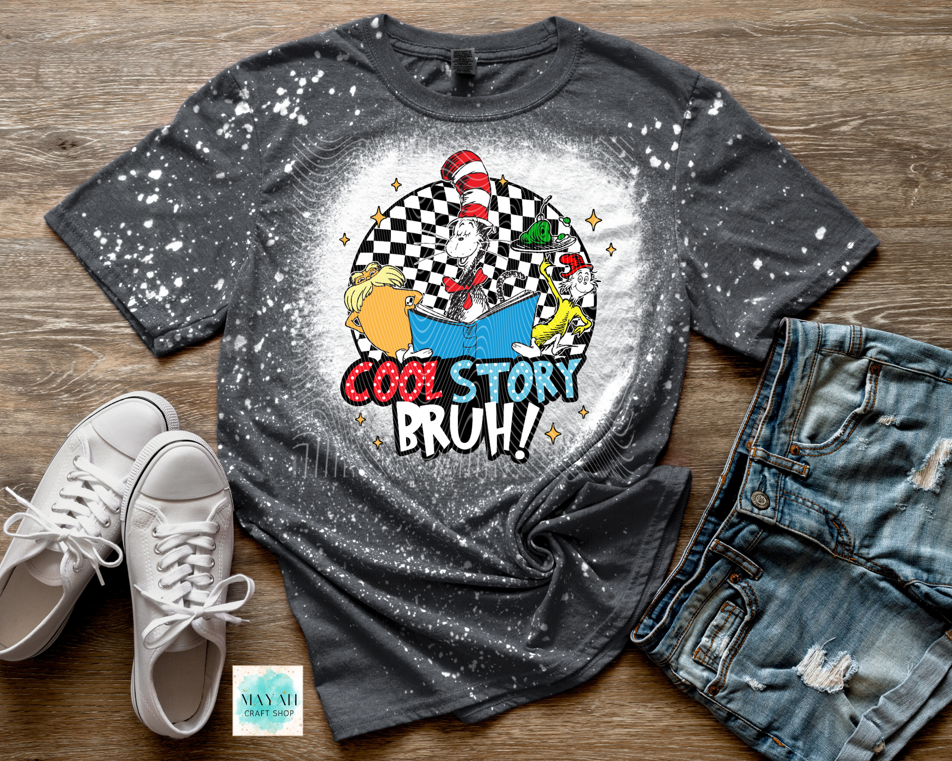 Cool story bruh heather charcoal bleached tee. -Mayan Craft Shop