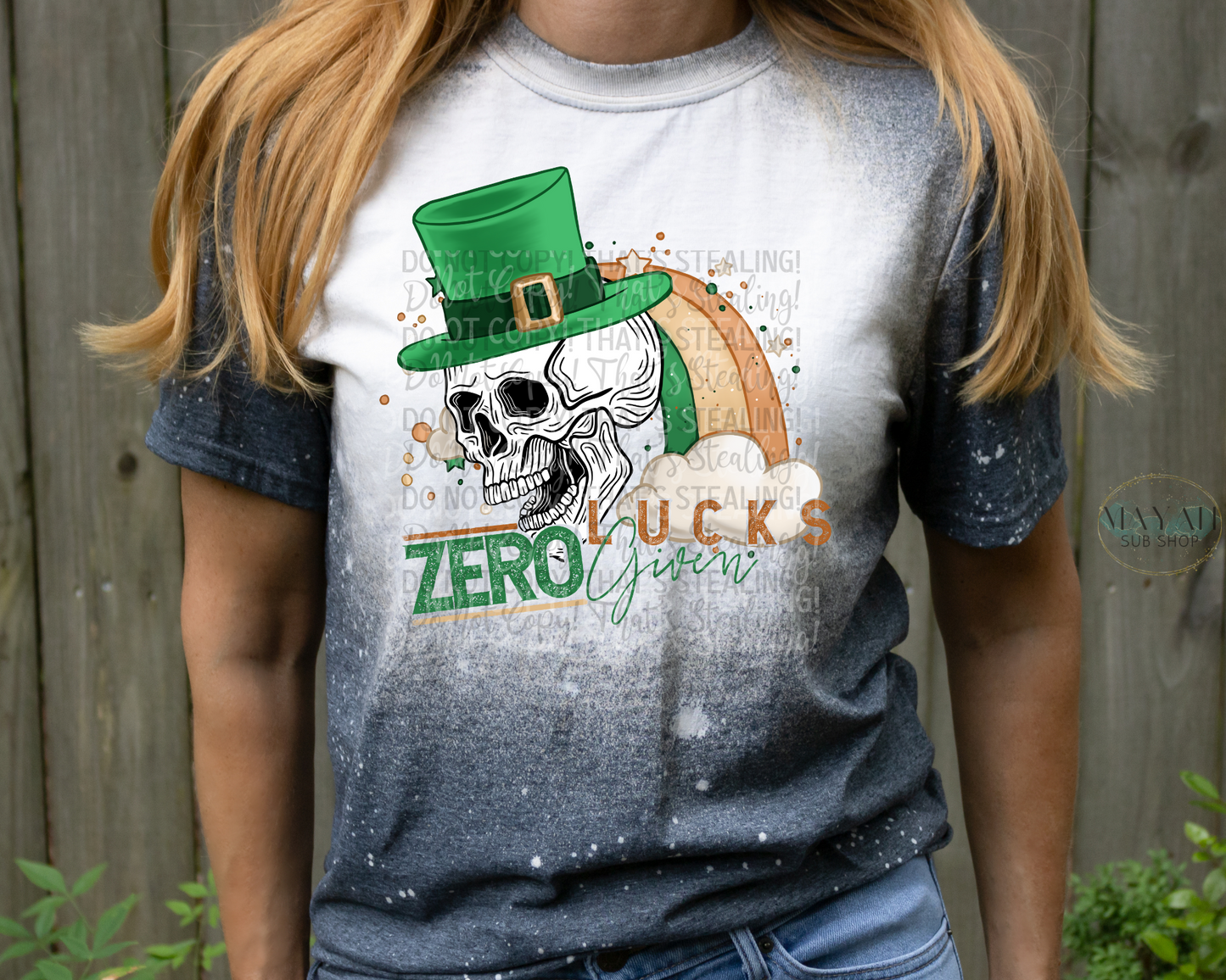 Zero lucks given bleached tee. -Mayan Sub Shop