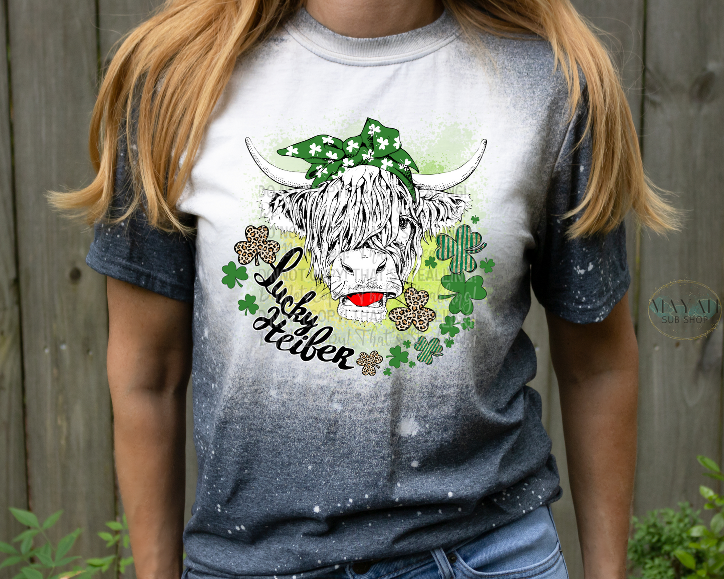 Lucky heifer bleached tee. -Mayan Sub Shop