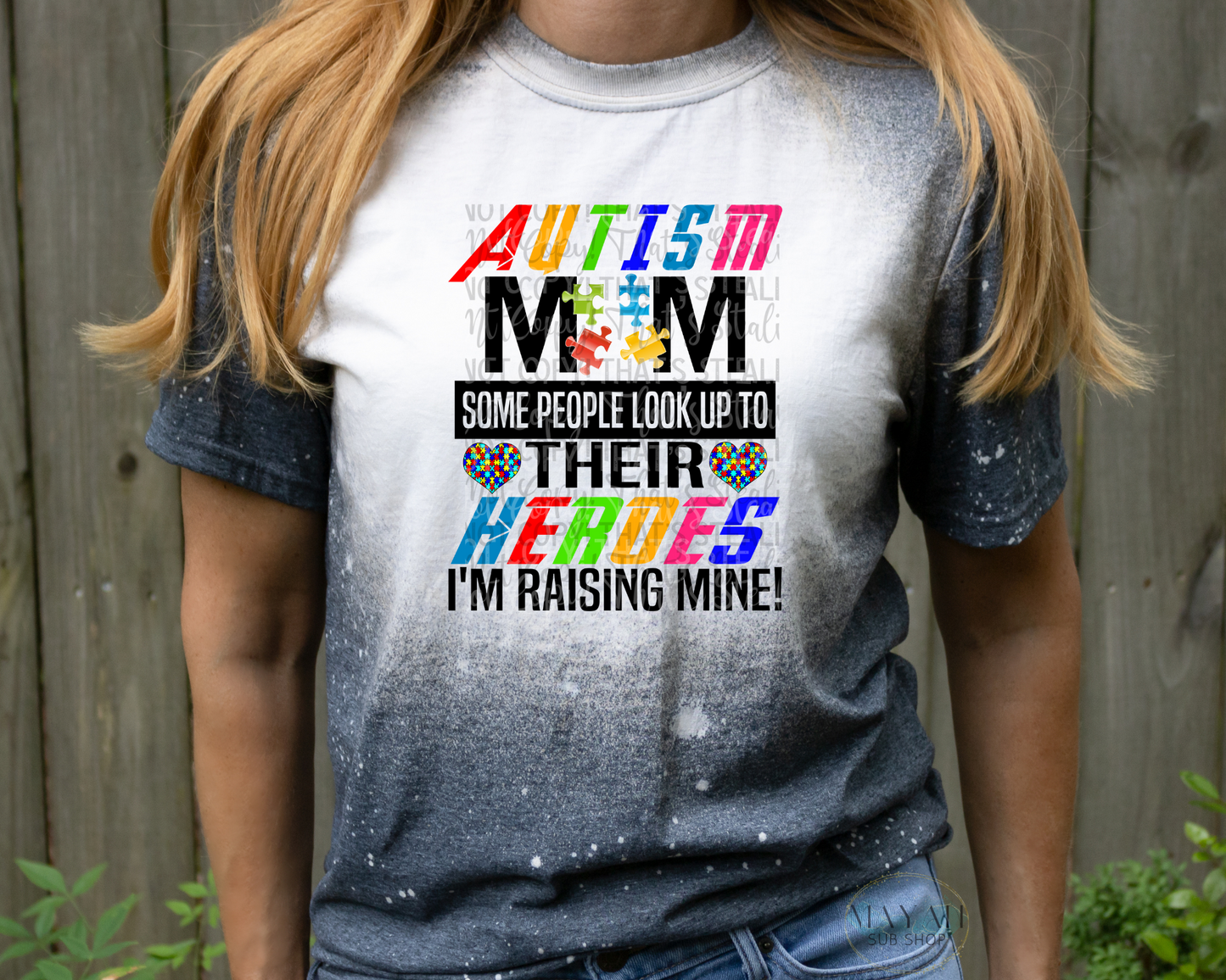 Raising My Hero Autism Bleached Tee - Mayan Sub Shop