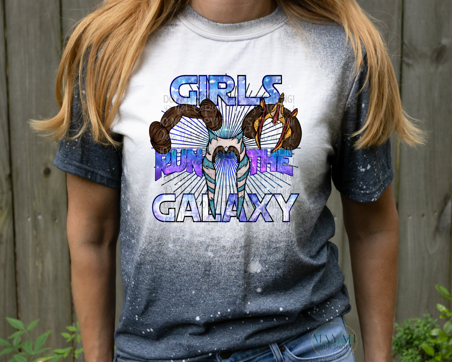 Girls Run The Galaxy Bleached Tee - Mayan Sub Shop