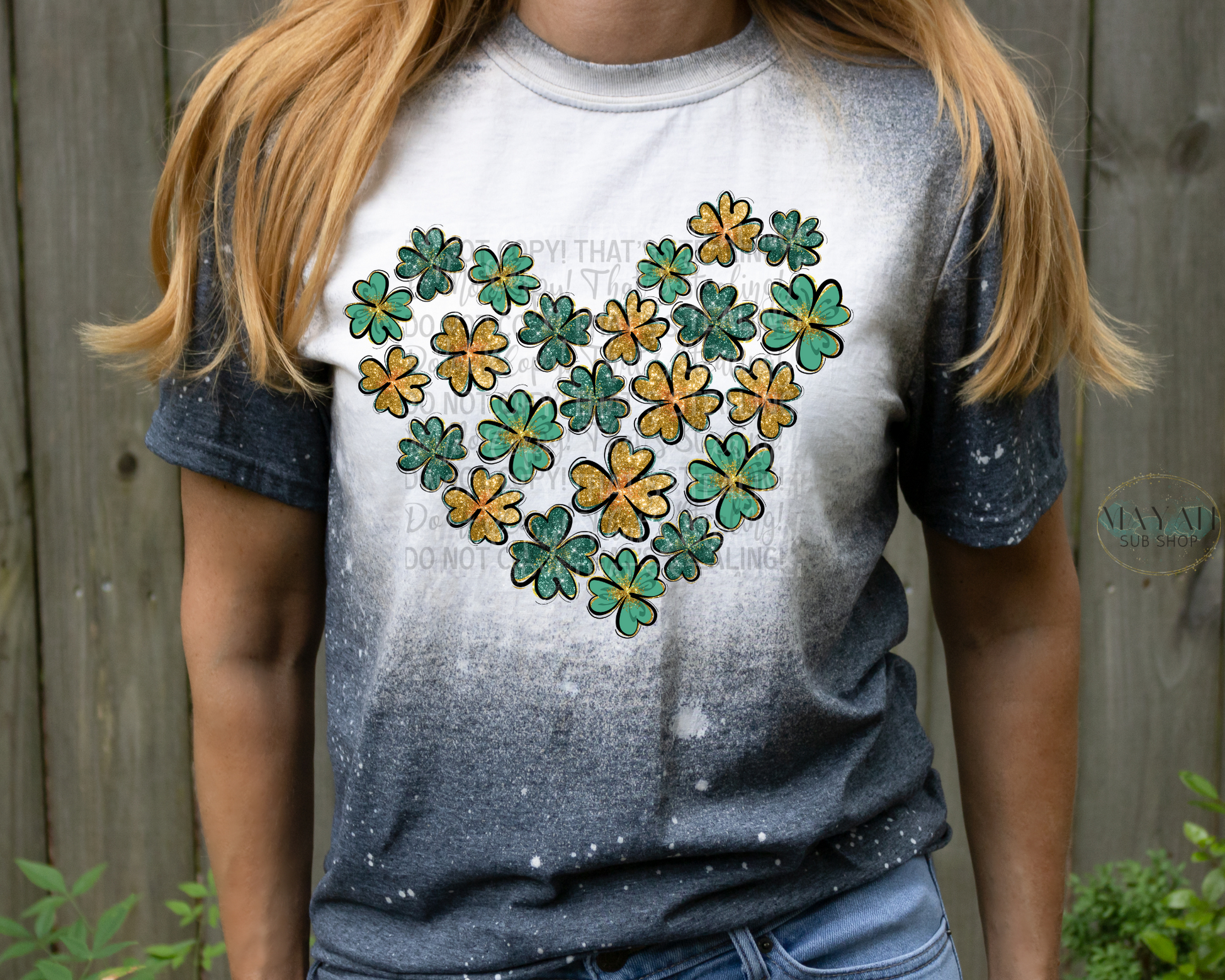 Clover Heart Bleached Tee - Mayan Sub Shop