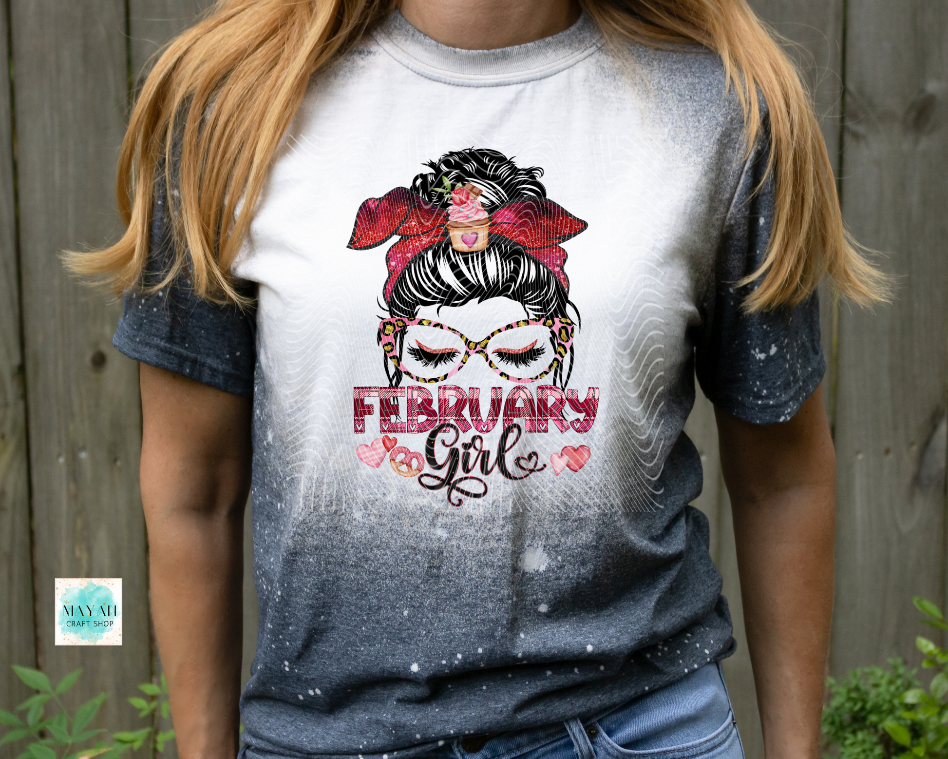 February girl bleached heather charcoal tee. -Mayan Craft Shop