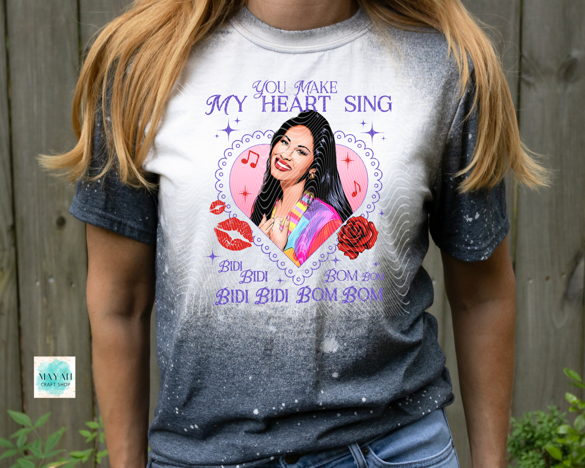 Make my heart sing heather charcoal bleached tee. -Mayan Craft Shop