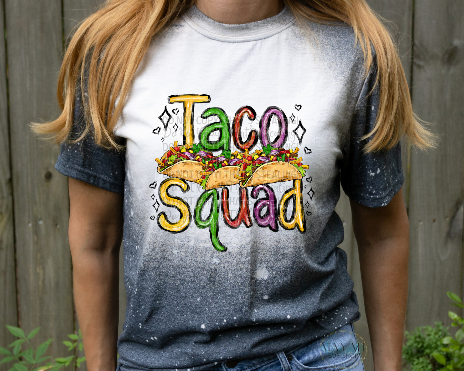 Taco Squad Bleached Tee - Mayan Sub Shop