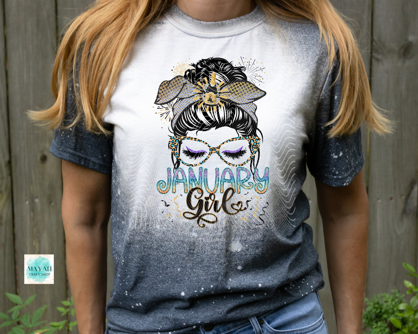 January girl heather charcoal bleached tee. -Mayan Craft Shop