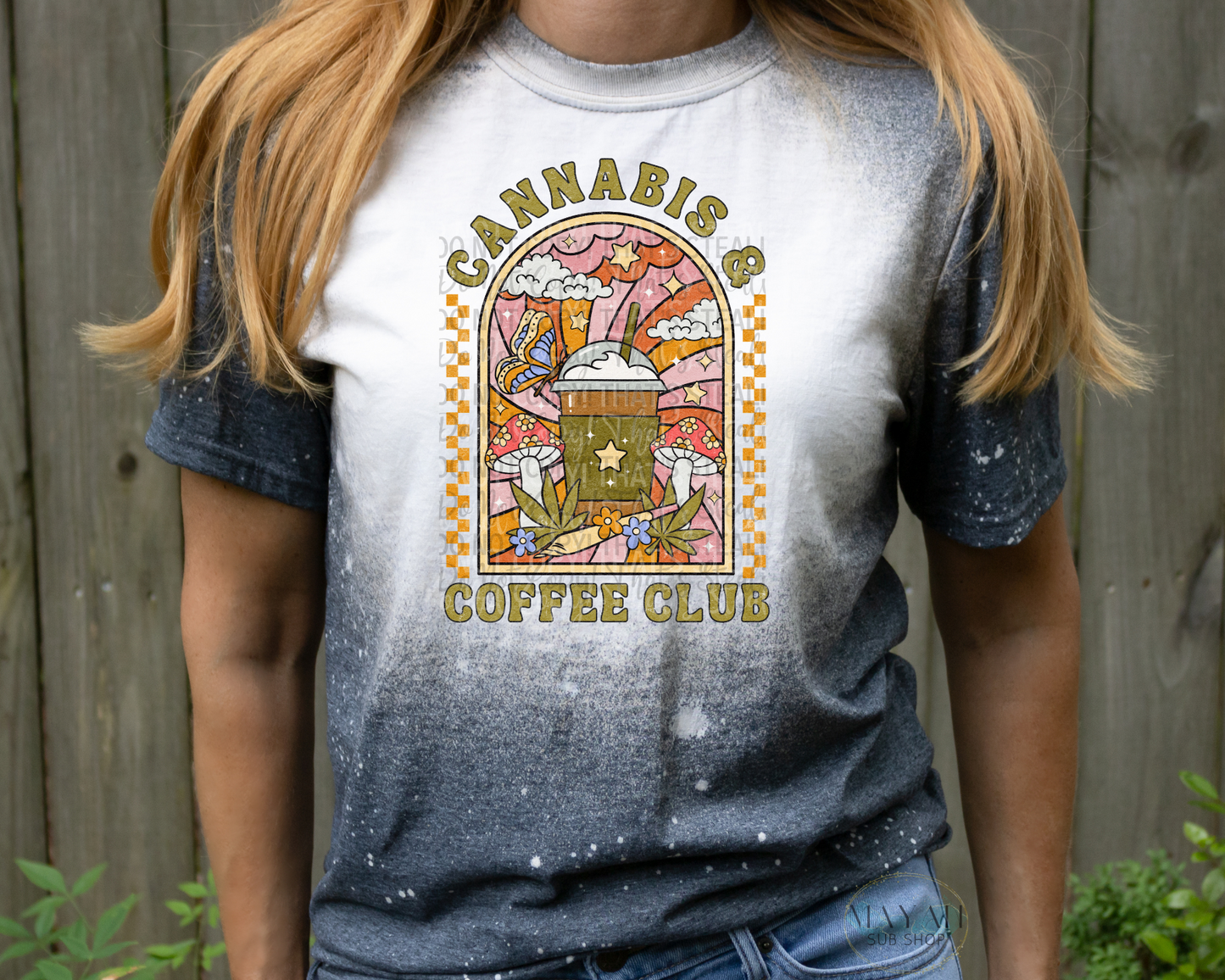 Cannabis Coffee Club Bleached Tee - Mayan Sub Shop