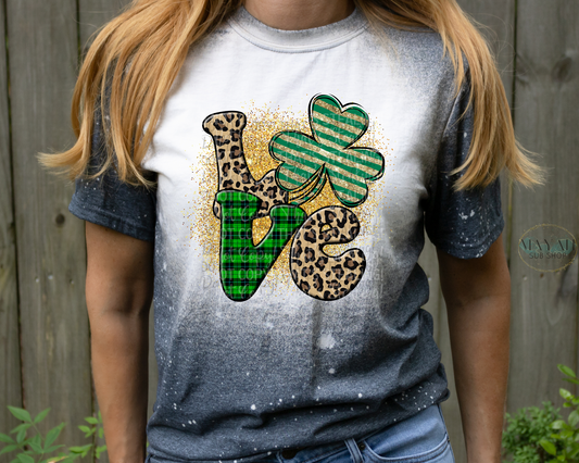 St. Patty's love bleached tee. -Mayan Sub Shop