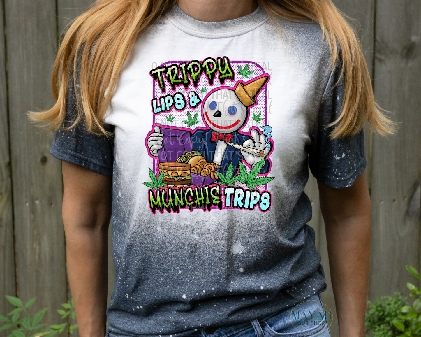 Trippy Lips Munchy Trips Bleached Tee - Mayan Sub Shop