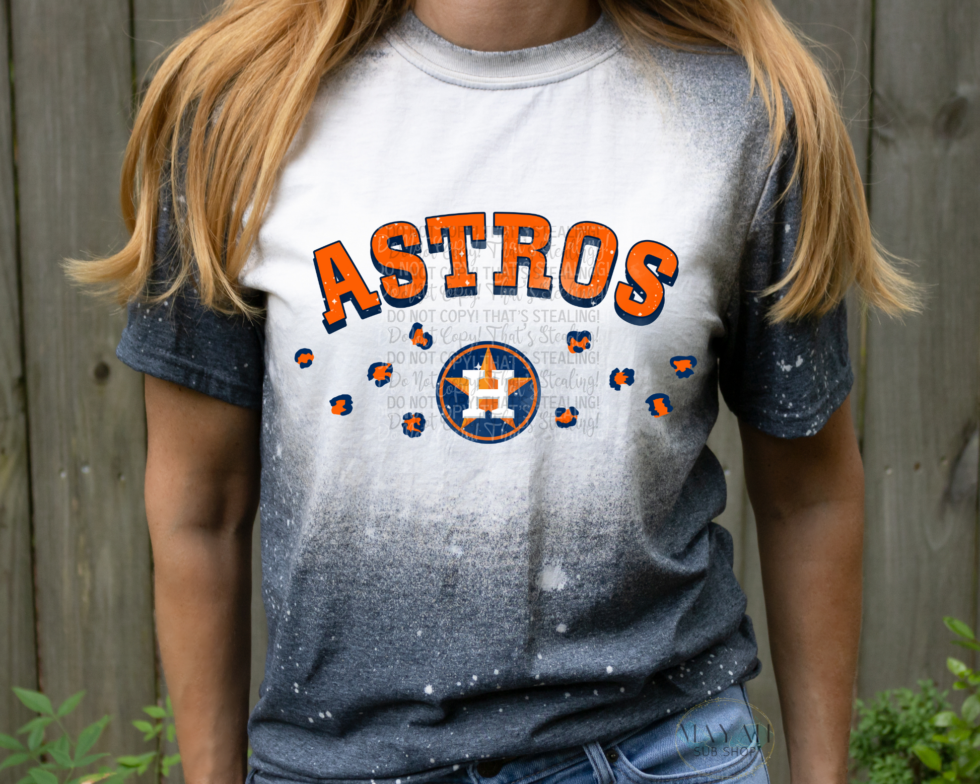 Astros Leopard Bleached Tee - Mayan Sub Shop