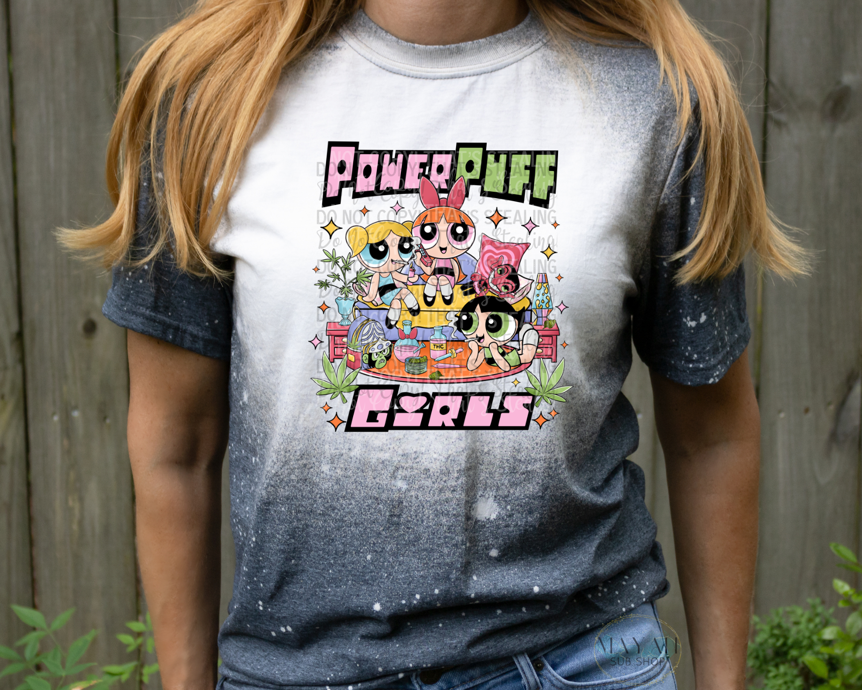 Puff Girls Bleached Tee - Mayan Sub Shop