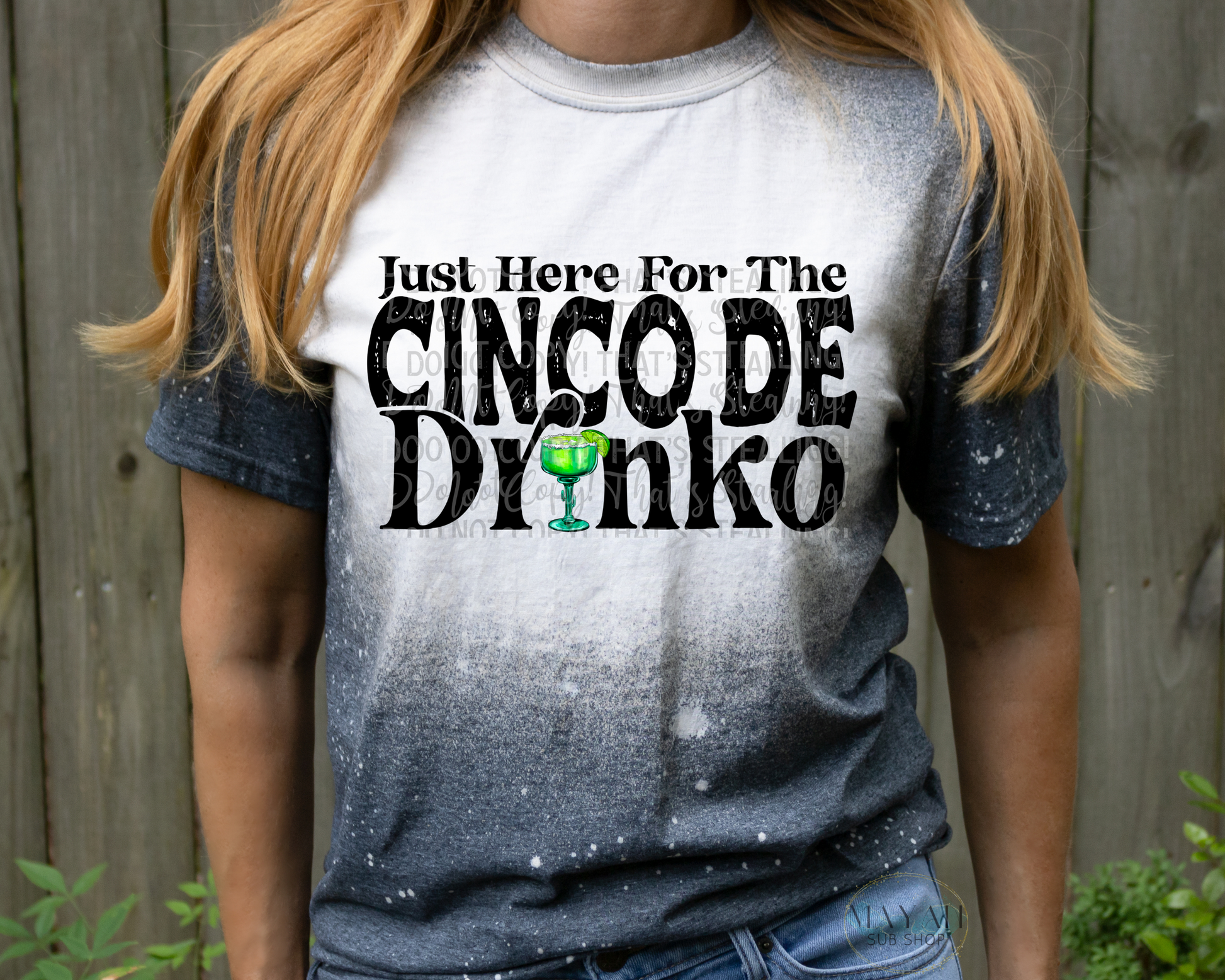 Cinco De Drinko Bleached Tee - Mayan Sub Shop