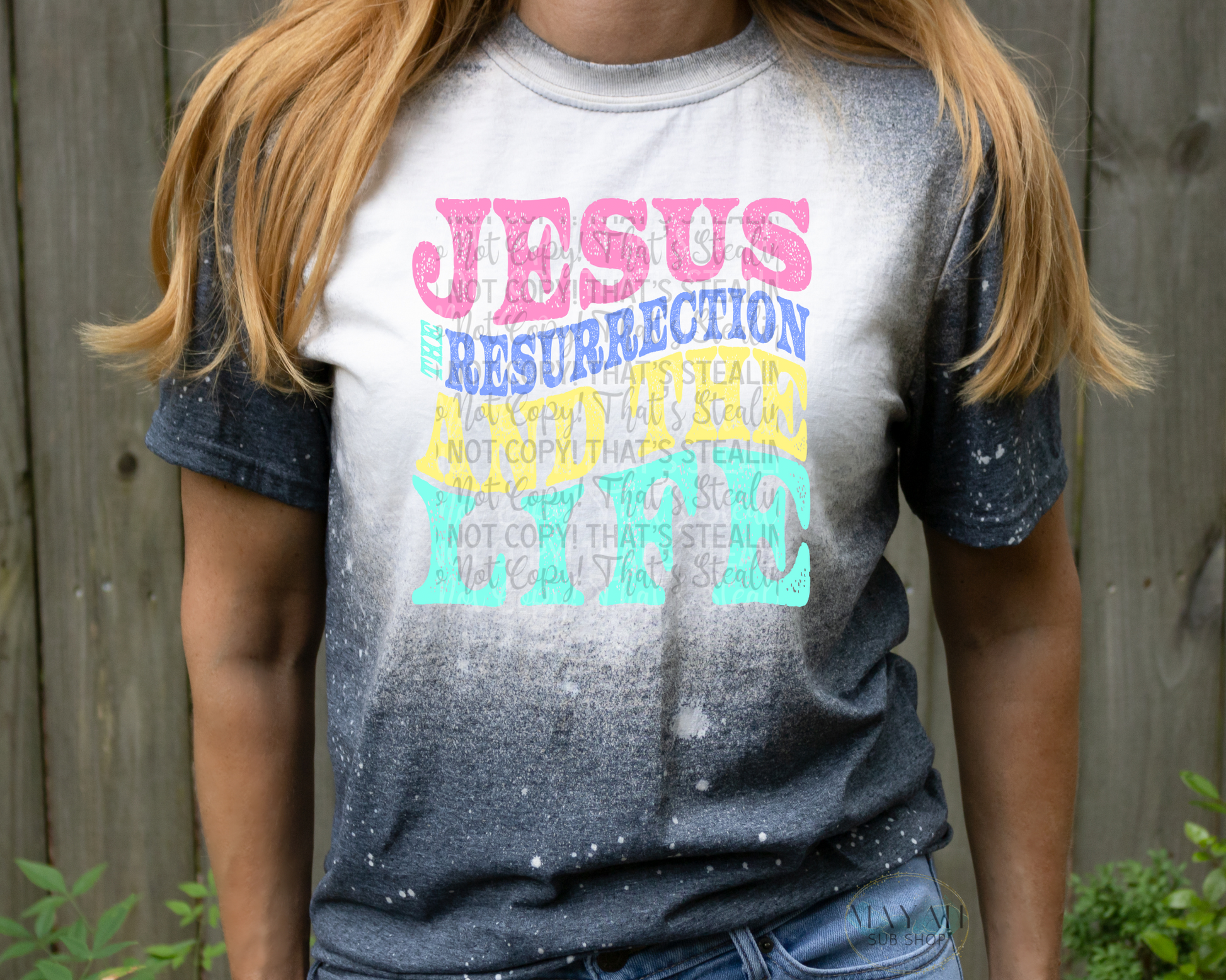 Jesus Resurrection Life Bleached Tee - Mayan Sub Shop