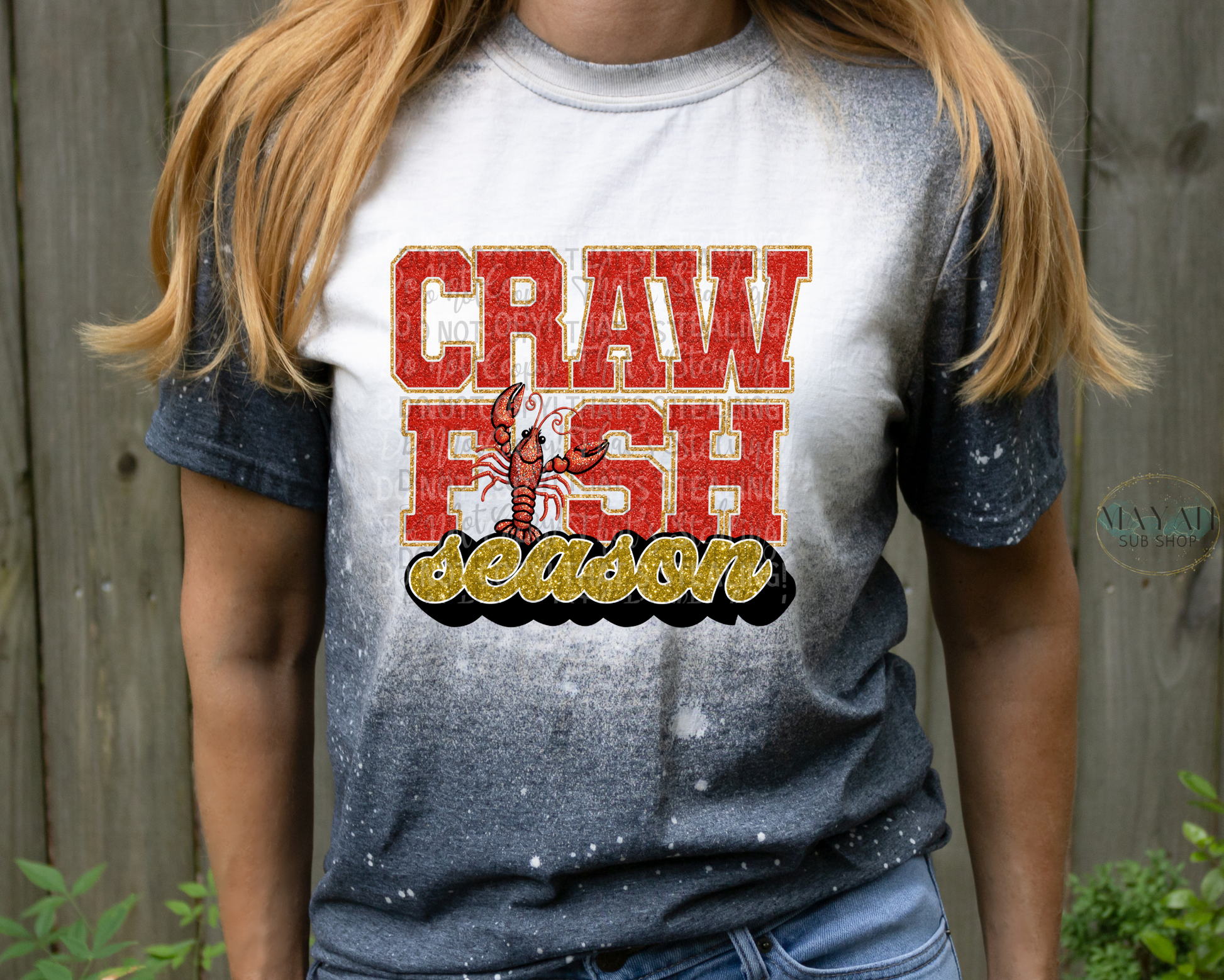 Crawfish Season Bleached Tee - Mayan Sub Shop