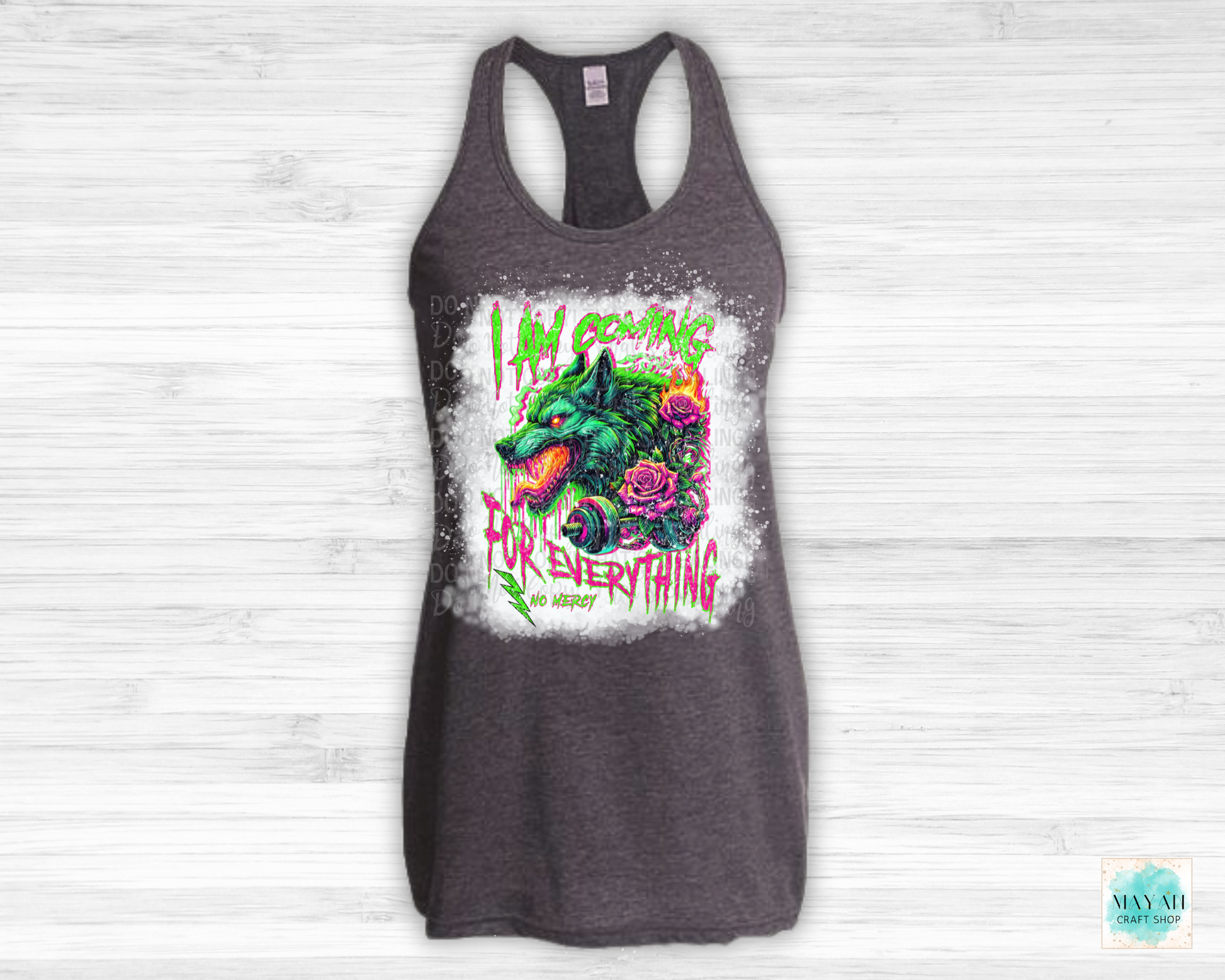 Coming for everything heather charcoal bleached tank top. -Mayan Craft Shop