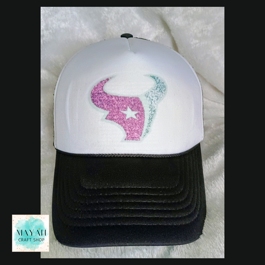 Houston Football Pink Glitter Trucker Hat