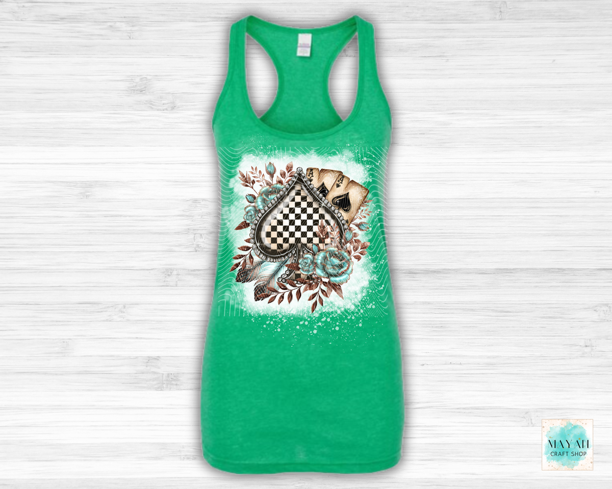 Checkered Spades Bleached Tank Top | Mayan Craft Shop
