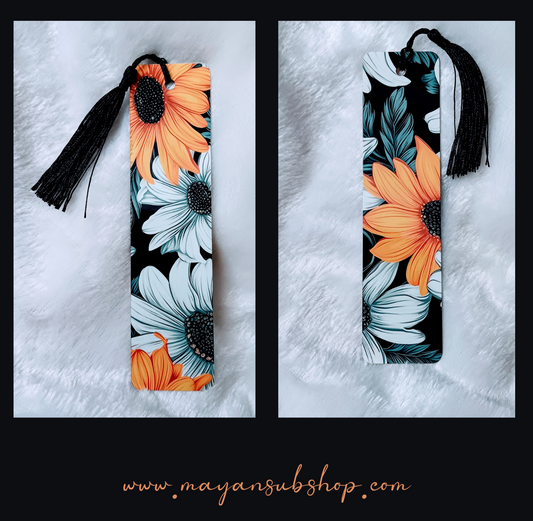 Orange Black Daises Bookmark