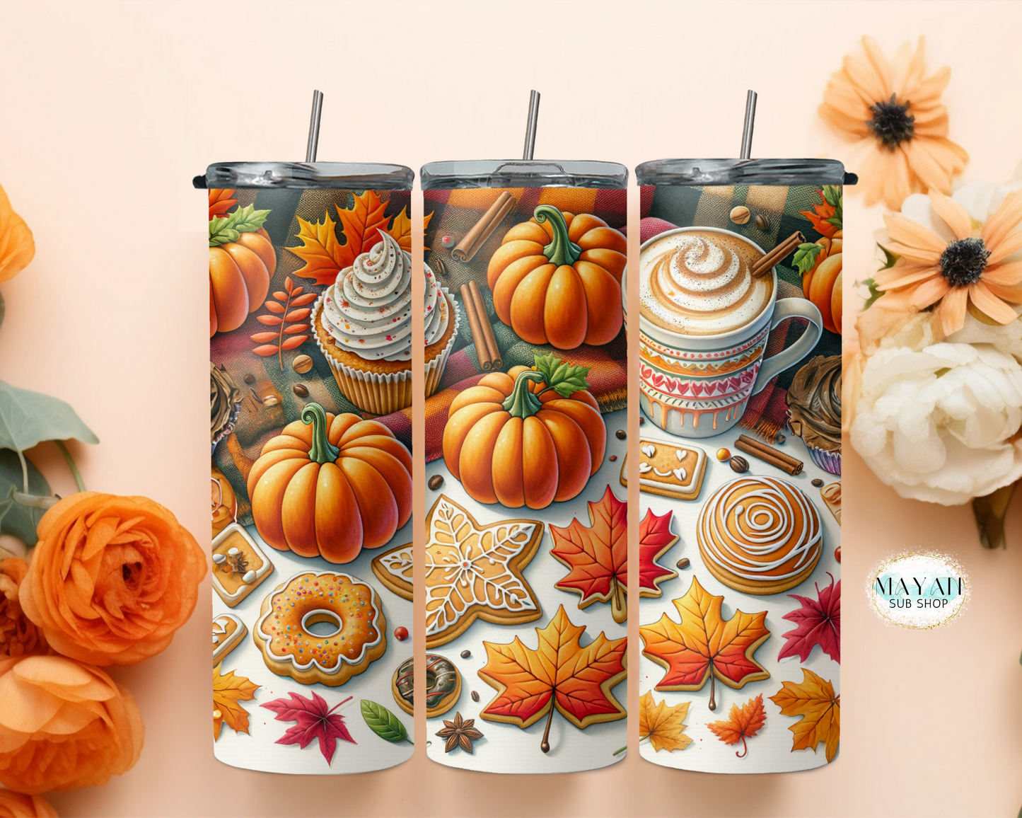 Cookies and pumpkins tumbler. -Mayan Sub Shop