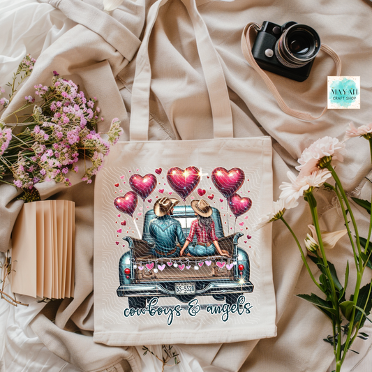 Cowboys & angels tote bag. -Mayan Craft Shop