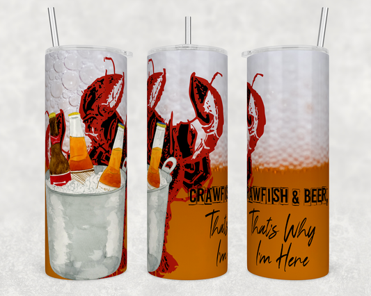 Crawfish & beer tumbler. -Mayan Sub Shop