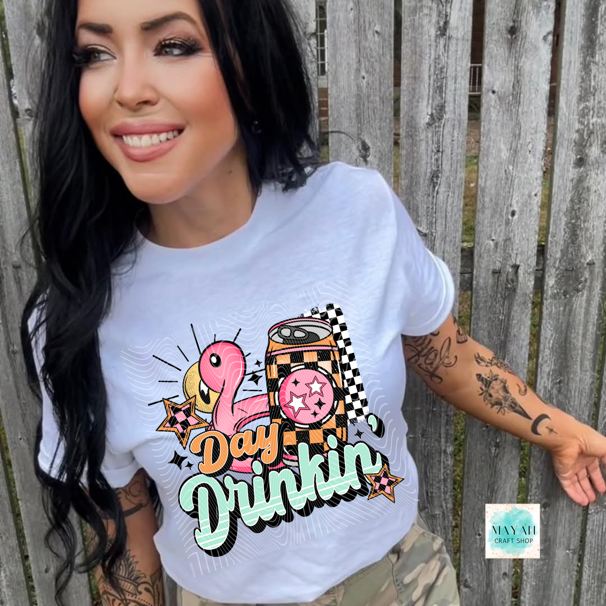 Day drinkin white shirt. -Mayan Craft Shop