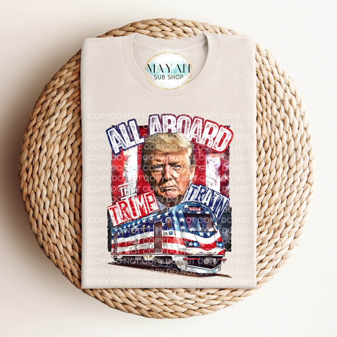 All aboard the trump train heather dust shirt. -Mayan Sub Shop