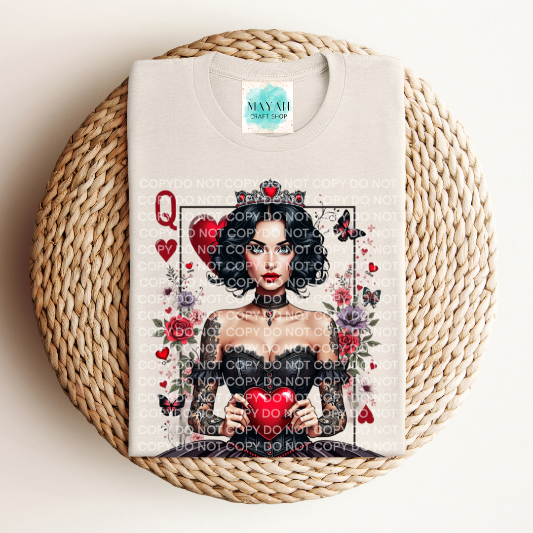 Queen of hearts heather dust shirt. -Mayan Craft Shop