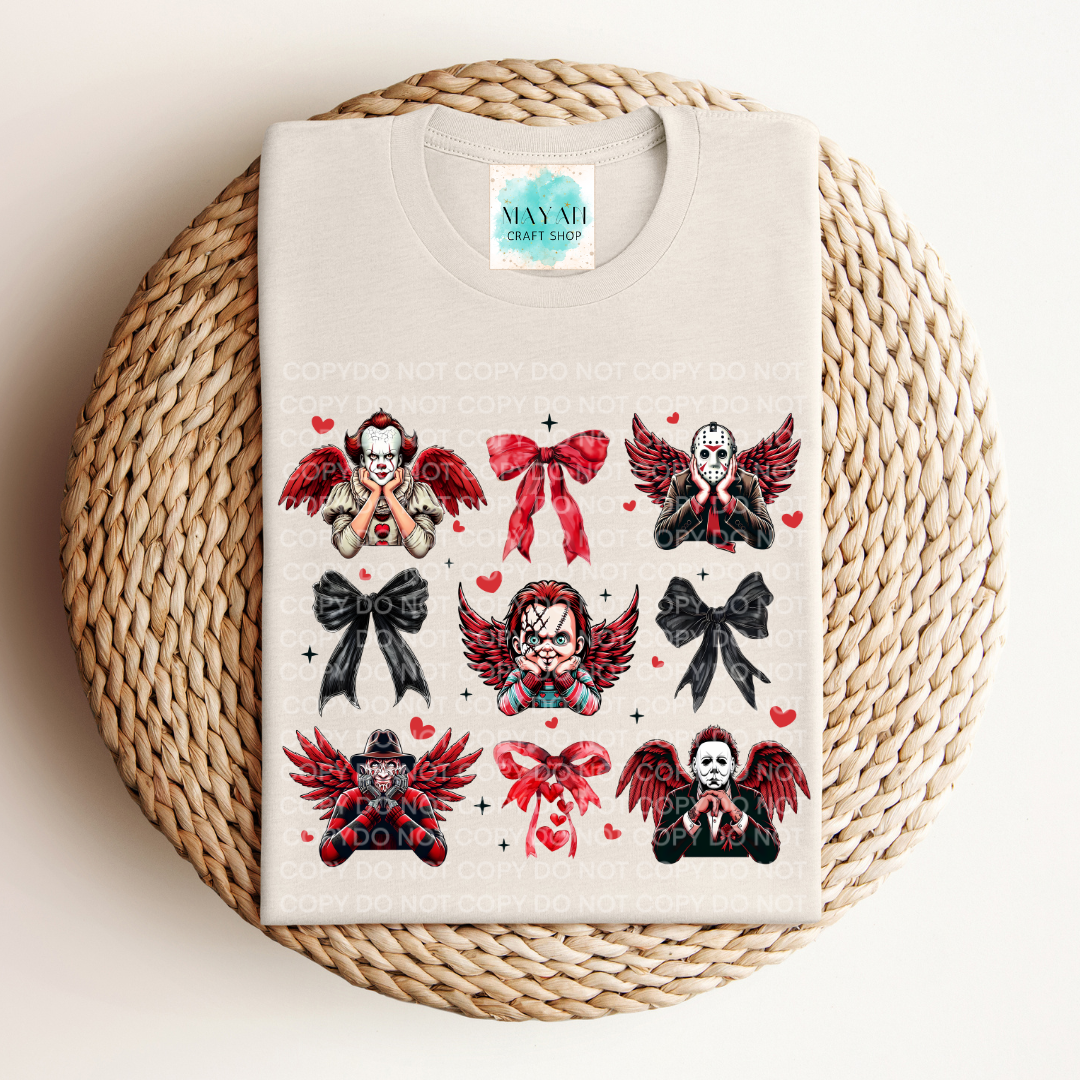 Horror Valentine's coquette heather dust shirt. -Mayan Craft Shop