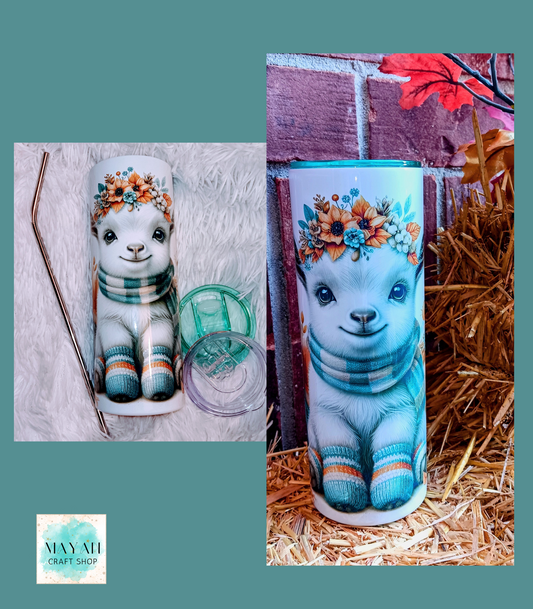 Fall goat tumbler sample. -Mayan Craft Shop