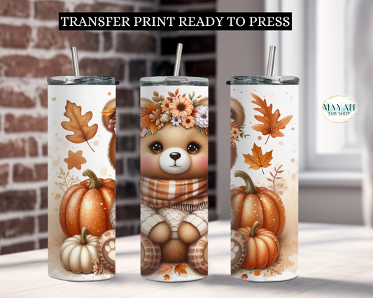 Fall bear transfer print. -Mayan Sub Shop