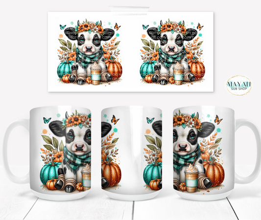 Fall cow coffee mug. -Mayan Sub Shop