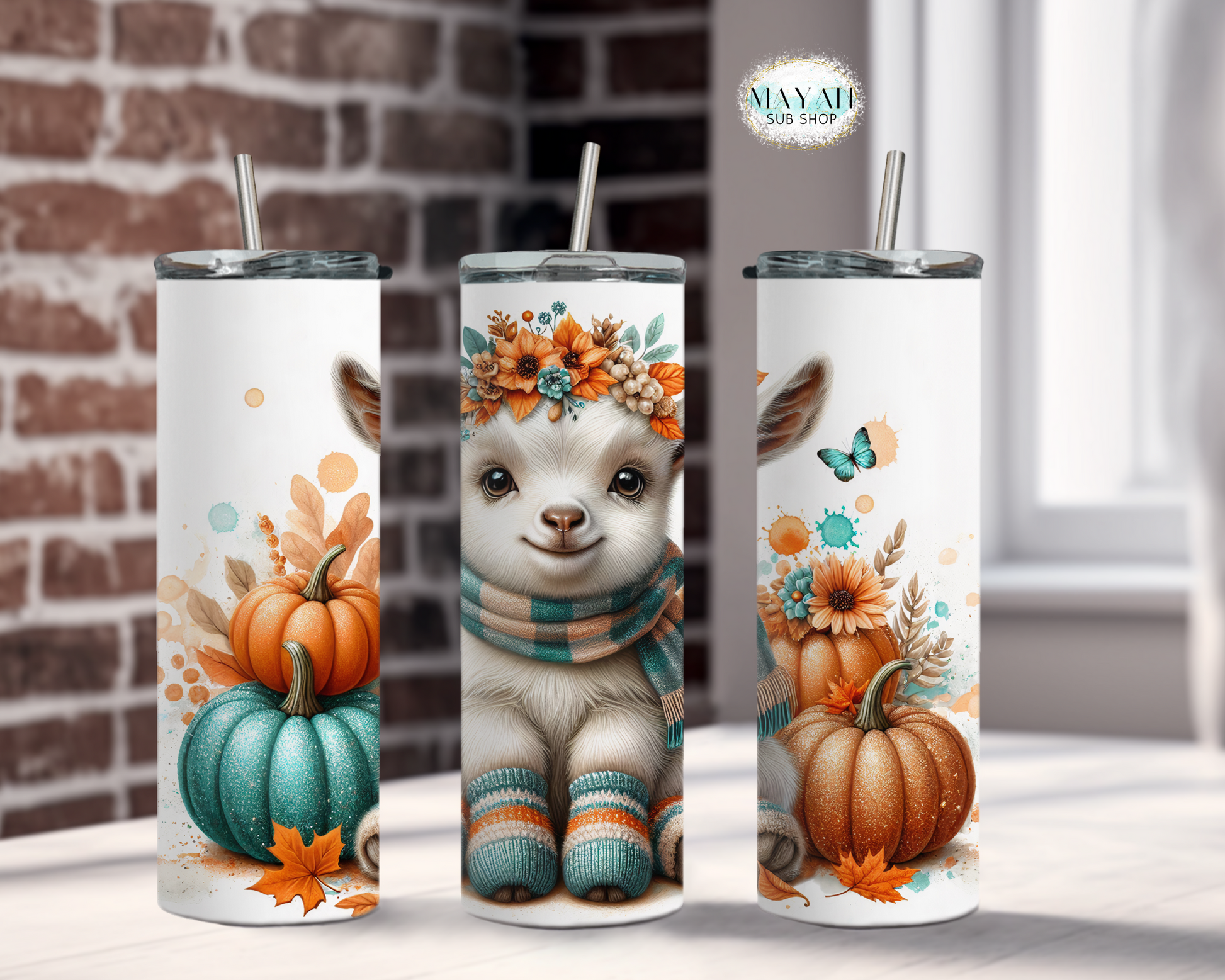 Fall goat tumbler. -Mayan Sub Shop