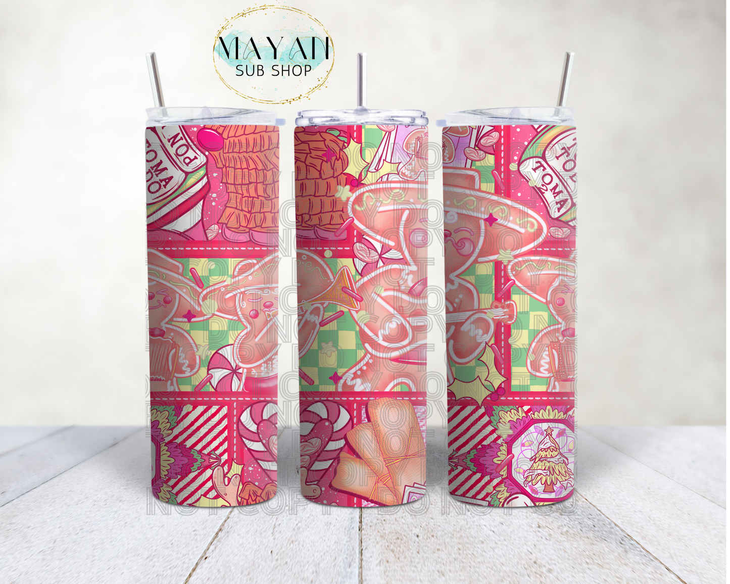 Feliz navidad mariachi 20 oz. skinny tumbler. -Mayan Sub Shop