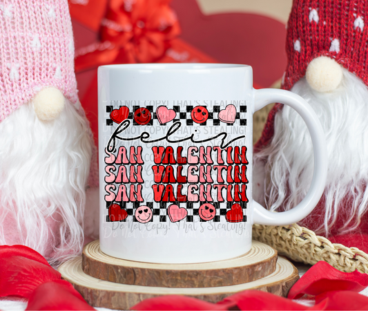 Feliz San Valentin 15 oz. coffee mug. -Mayan Sub Shop