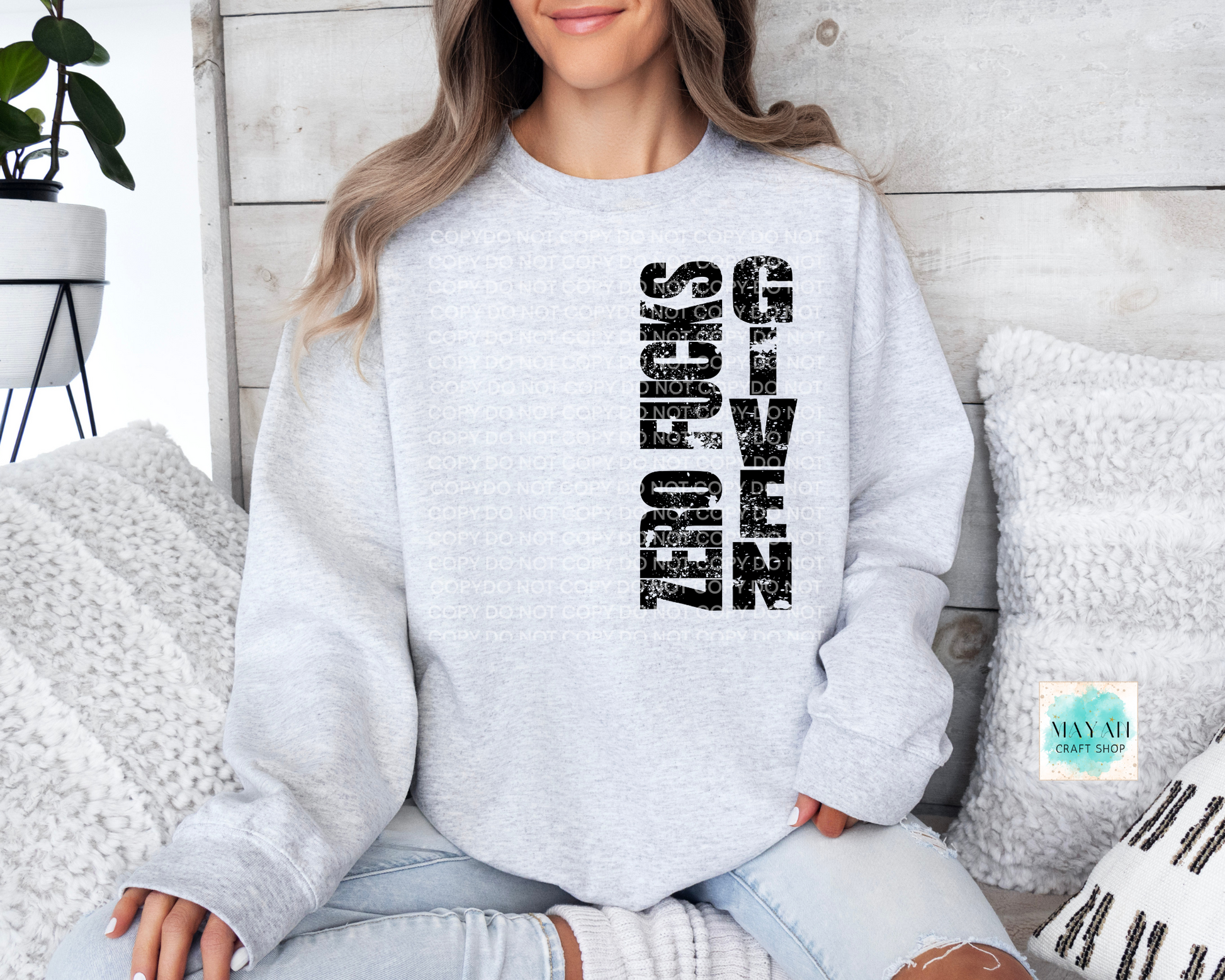 Zero fucks given ash grey sweatshirt. -Mayan Craft Shop