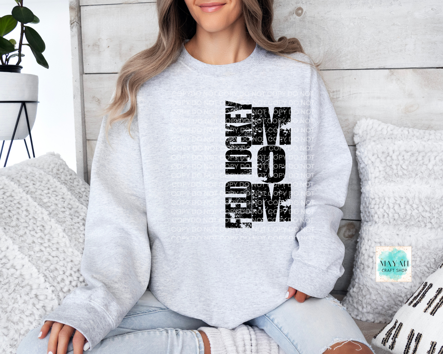 Field hockey mom ash grey sweatshirt. -Mayan Craft Shop