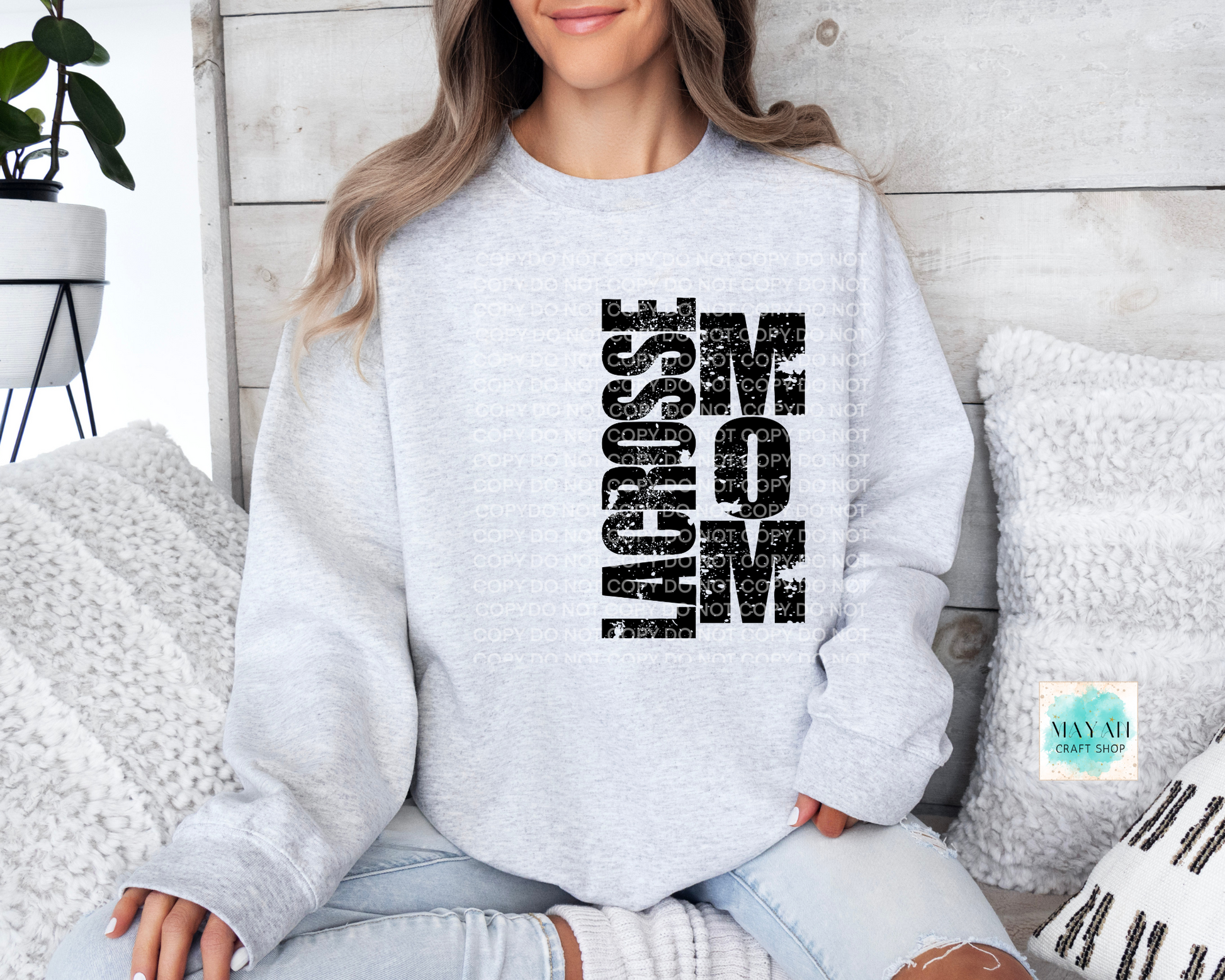 Lacrosse mom ash grey sweatshirt. -Mayan Craft Shop